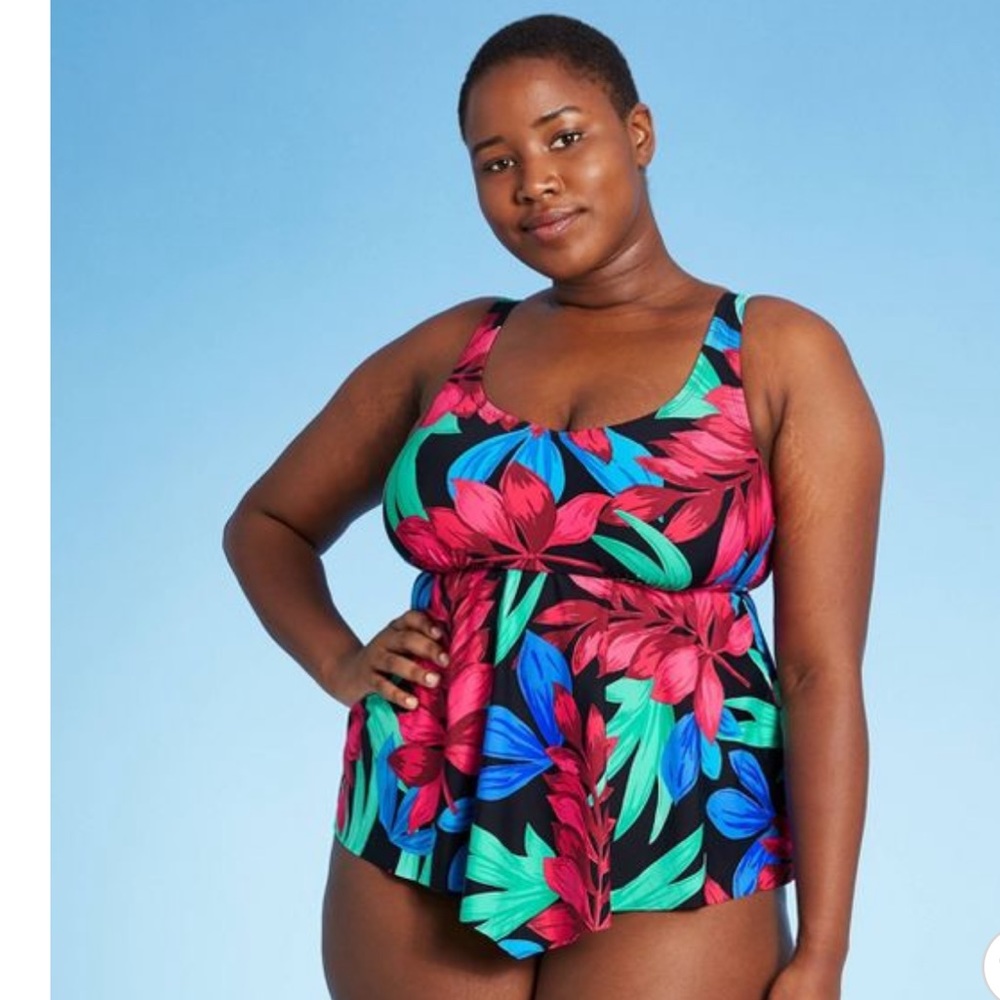 Plus Size Flutter Tankini Top - Sea Angel Multi